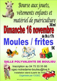 Bourse aux jouets et moules frites. Le dimanche 16 novembre 2014 à Boulieu-lès-Annonay. Ardeche. 